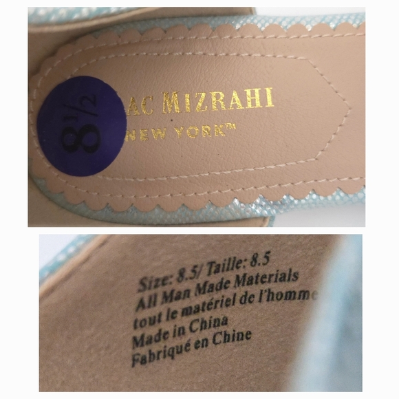 Isaac Mizrahi Metallic Pastel Blue Snakeskin D'Orsay Flats - Picture 7 of 7